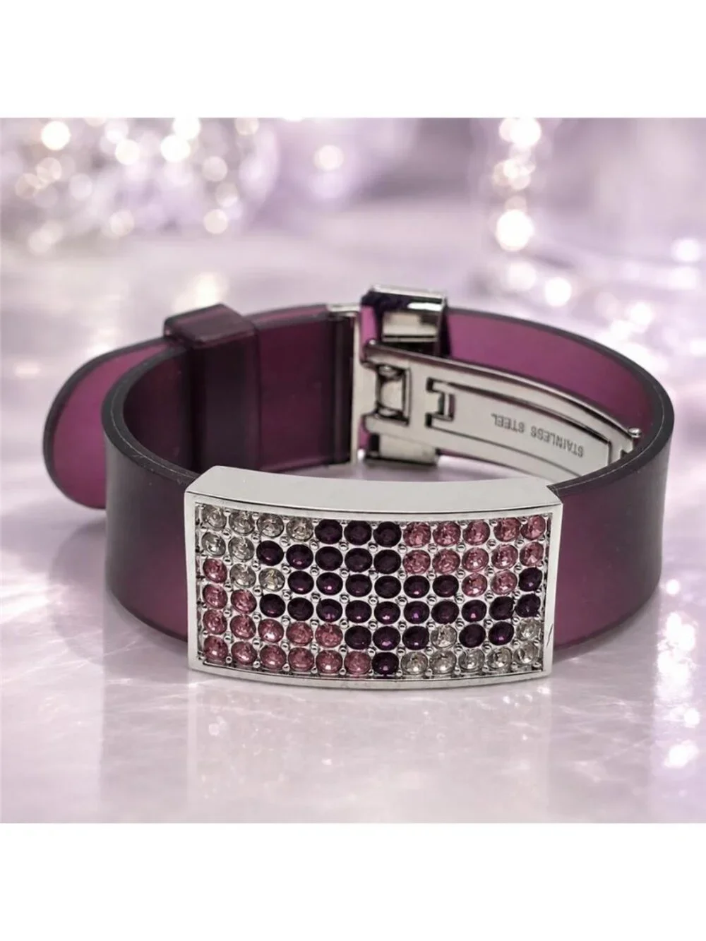 Swarovski Purple Crystal Jelly Bracelet Adjustable Watchband Y2K Vintage